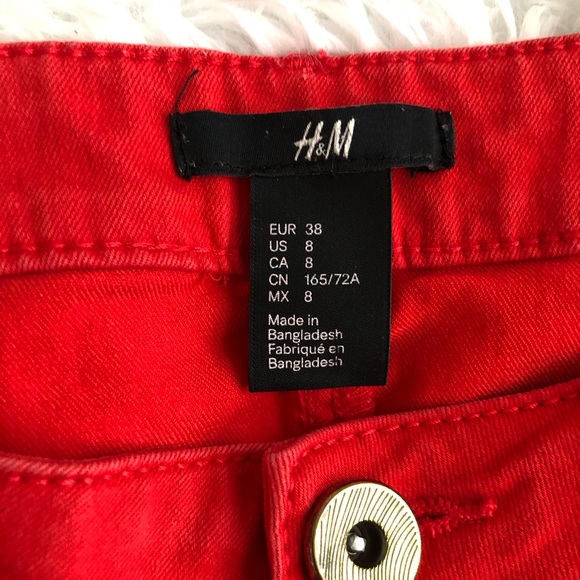 Red HM jeans size 8 - Picture 3 of 5